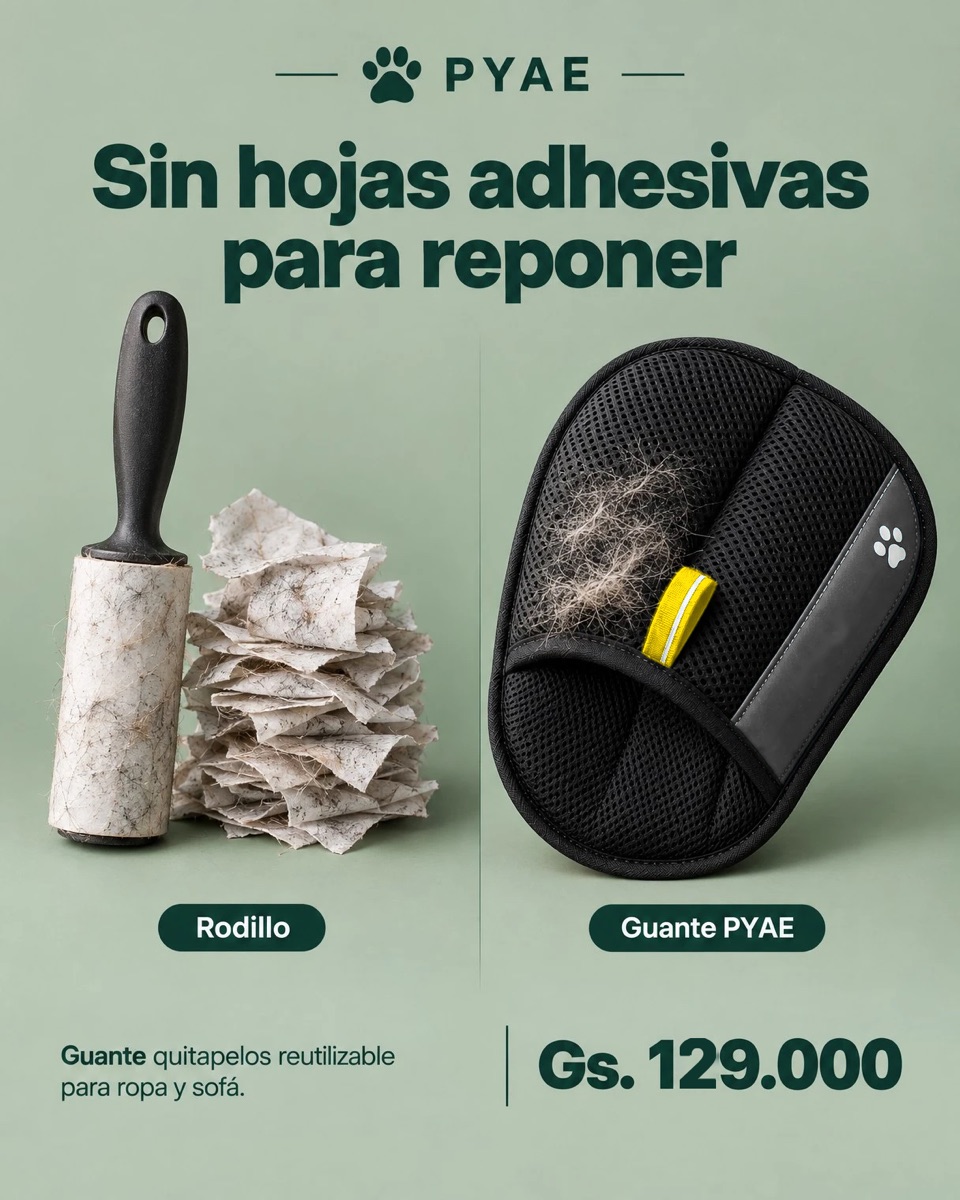 Rodillo con hojas adhesivas frente al guante quitapelos reutilizable, sin hojas para reponer
